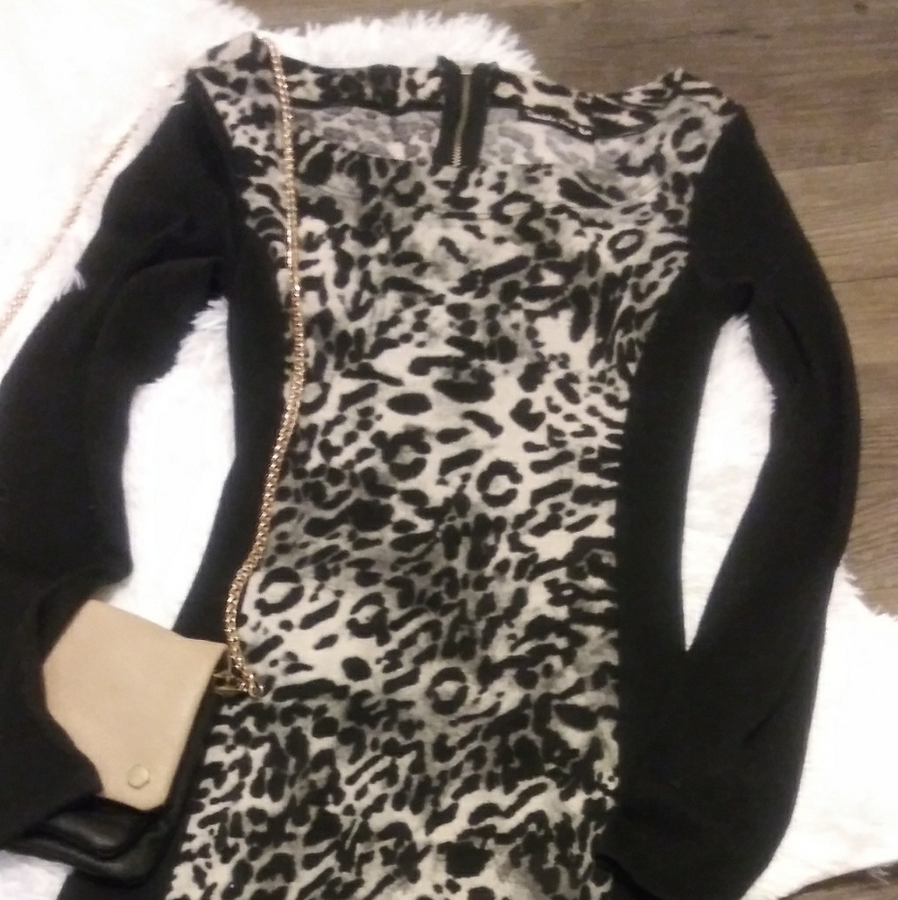 Cheetah print long sleeve dress